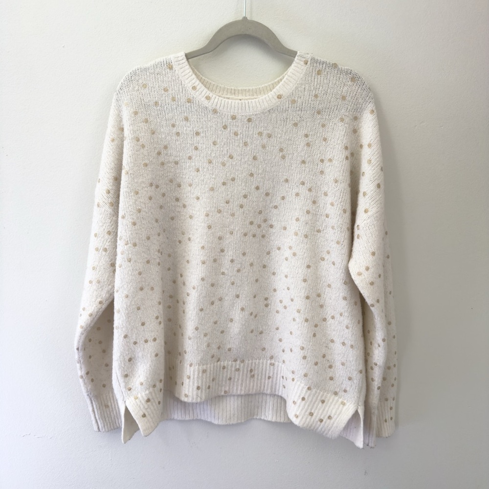 Maurices White & Gold Polka Dot Sweater XL